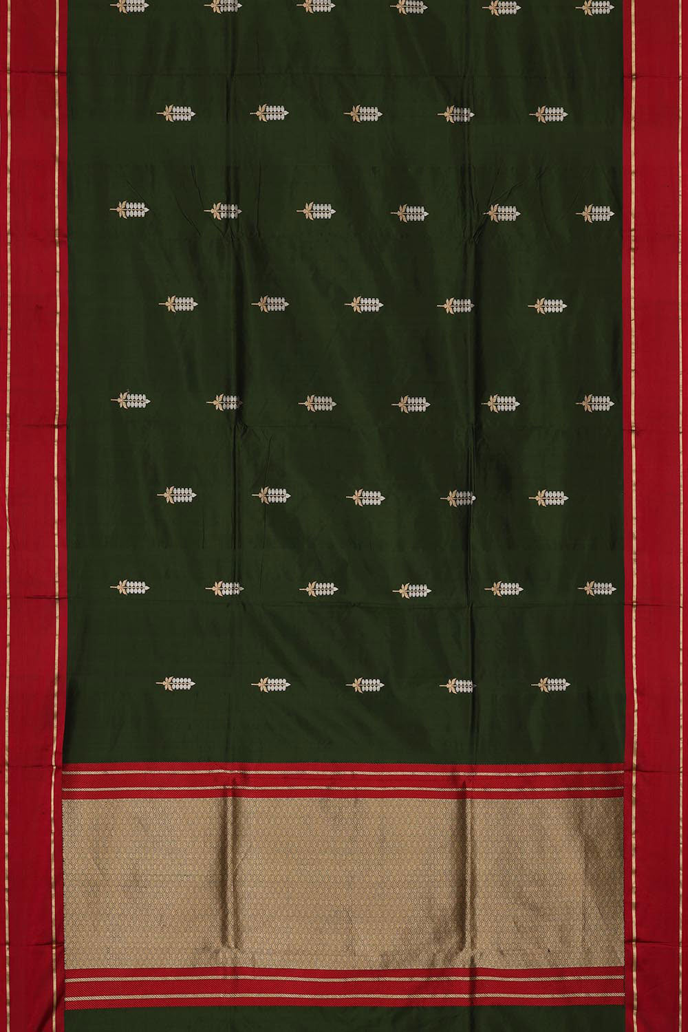 Collection of Banarasi Khatan Olive Green Saree in a gallery layout