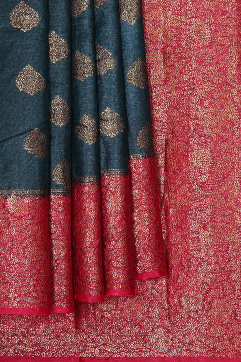 Tussar Silk Dark Greyish Blue Saree