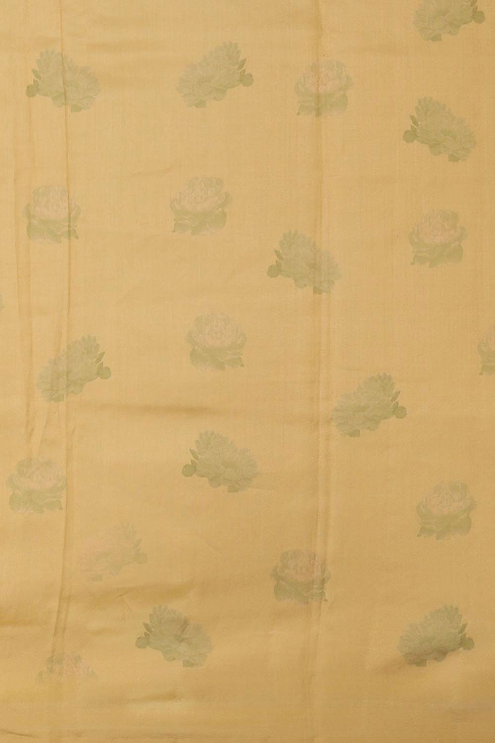 Printed Banarasi Chiniya Silk Yellow Saree