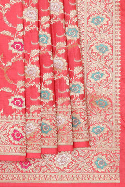 Collection of Banarasi Georgette Dark Peach Saree in a gallery layout