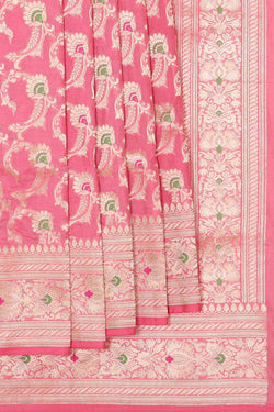 Collection of Banarasi Silk Peach Pink Saree in a gallery layout