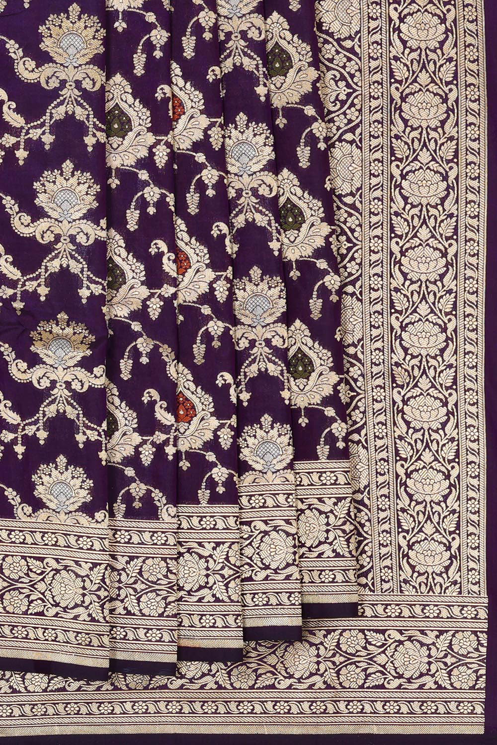 Collection of Banarasi Silk Violet Saree in a gallery layout