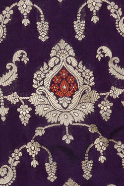 Collection of Banarasi Silk Violet Saree in a gallery layout