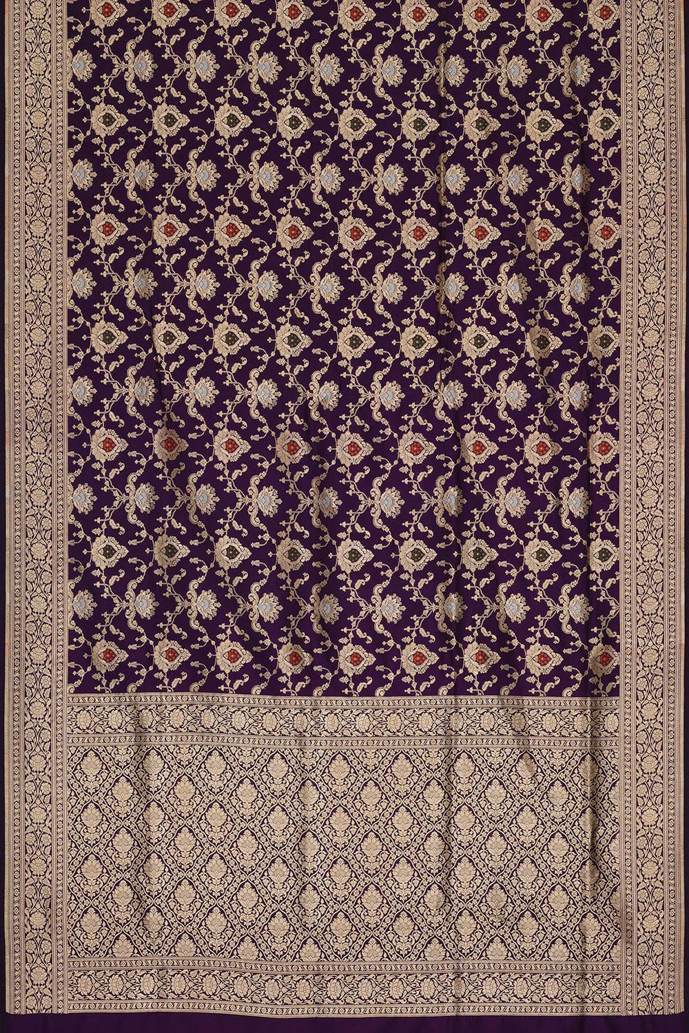 Collection of Banarasi Silk Violet Saree in a gallery layout