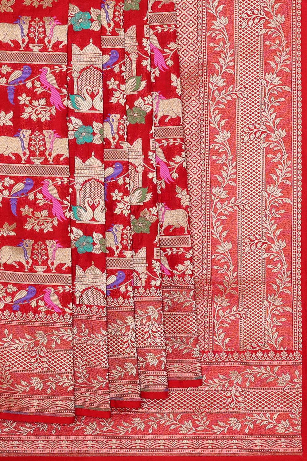 Collection of Banarasi Silk Red Saree in a gallery layout