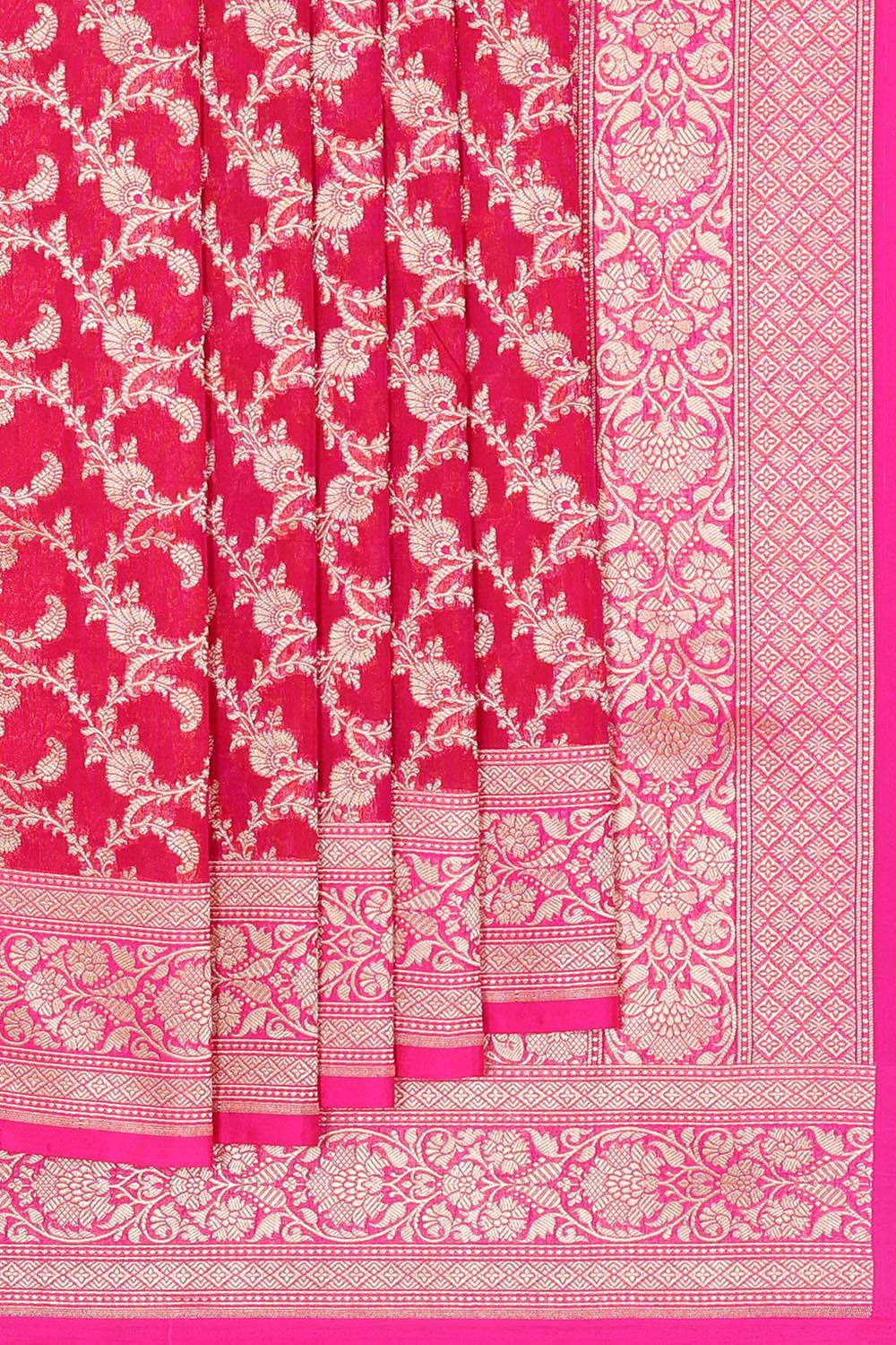 Collection of Banarasi Georgette Rani Pink Saree in a gallery layout