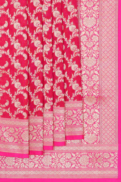 Collection of Banarasi Georgette Rani Pink Saree in a gallery layout