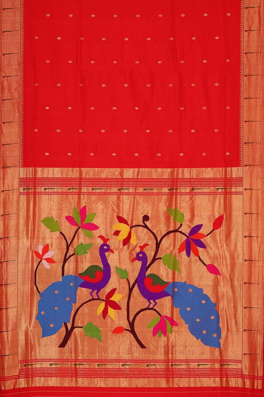 Collection of Paithani Silk Red Saree in a gallery layout