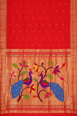 Collection of Paithani Silk Red Saree in a gallery layout