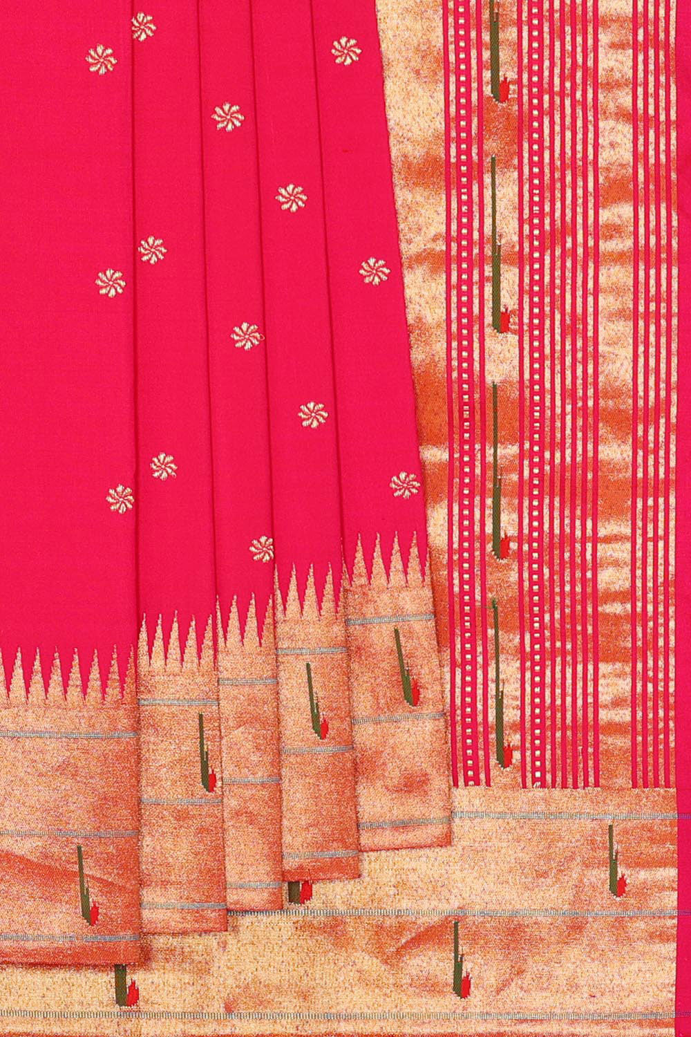 Collection of Paithani Silk Rani Pink Saree in a gallery layout