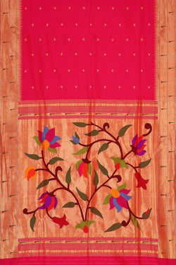 Collection of Paithani Silk Rani Pink Saree in a gallery layout