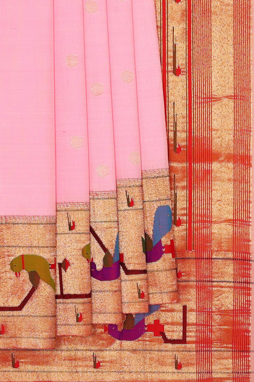 Collection of Paithani Silk Baby Pink Saree in a gallery layout