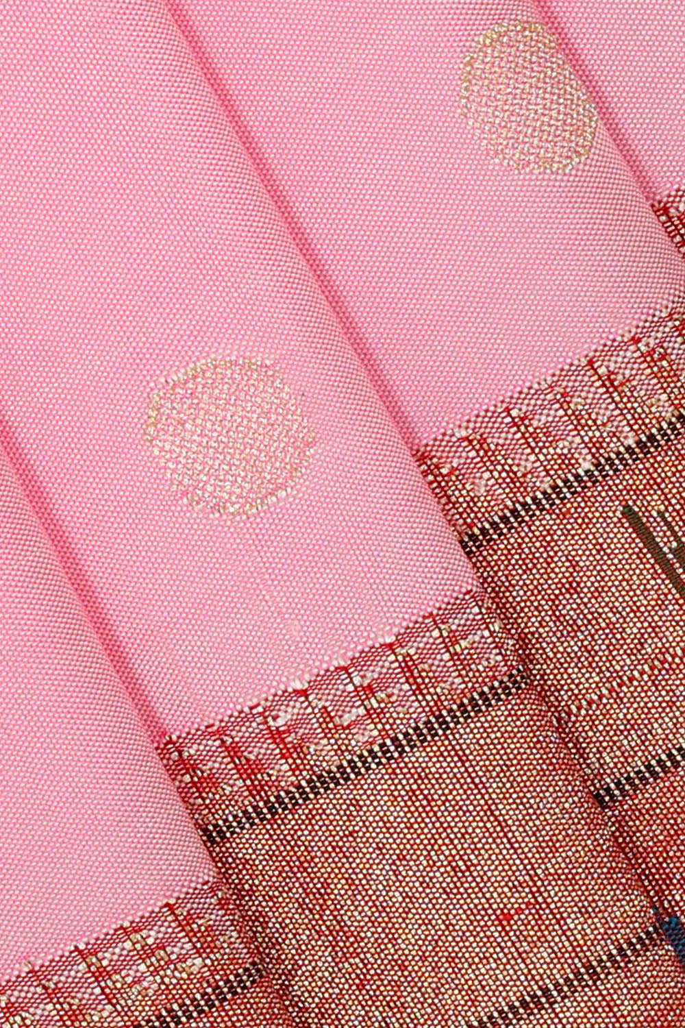 Collection of Paithani Silk Baby Pink Saree in a gallery layout