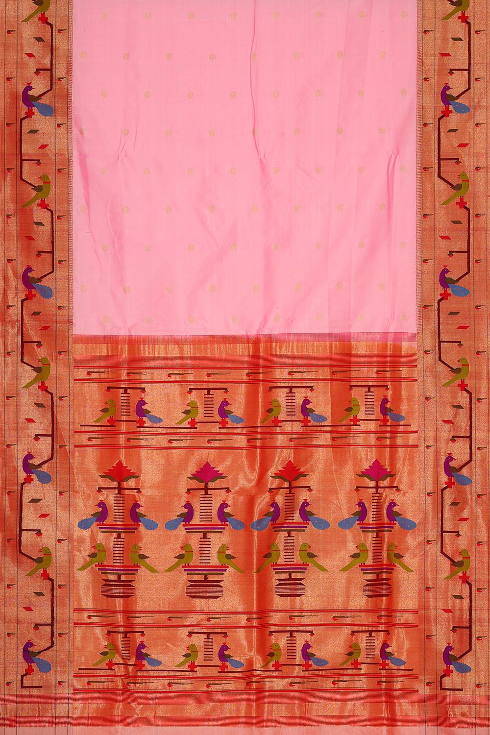 Collection of Paithani Silk Baby Pink Saree in a gallery layout