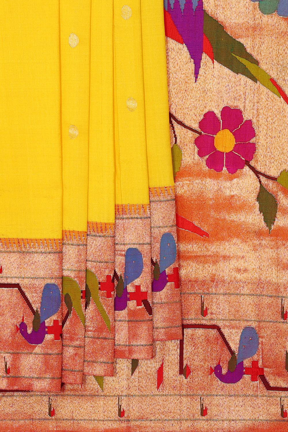 Paithani Silk Yellow Saree