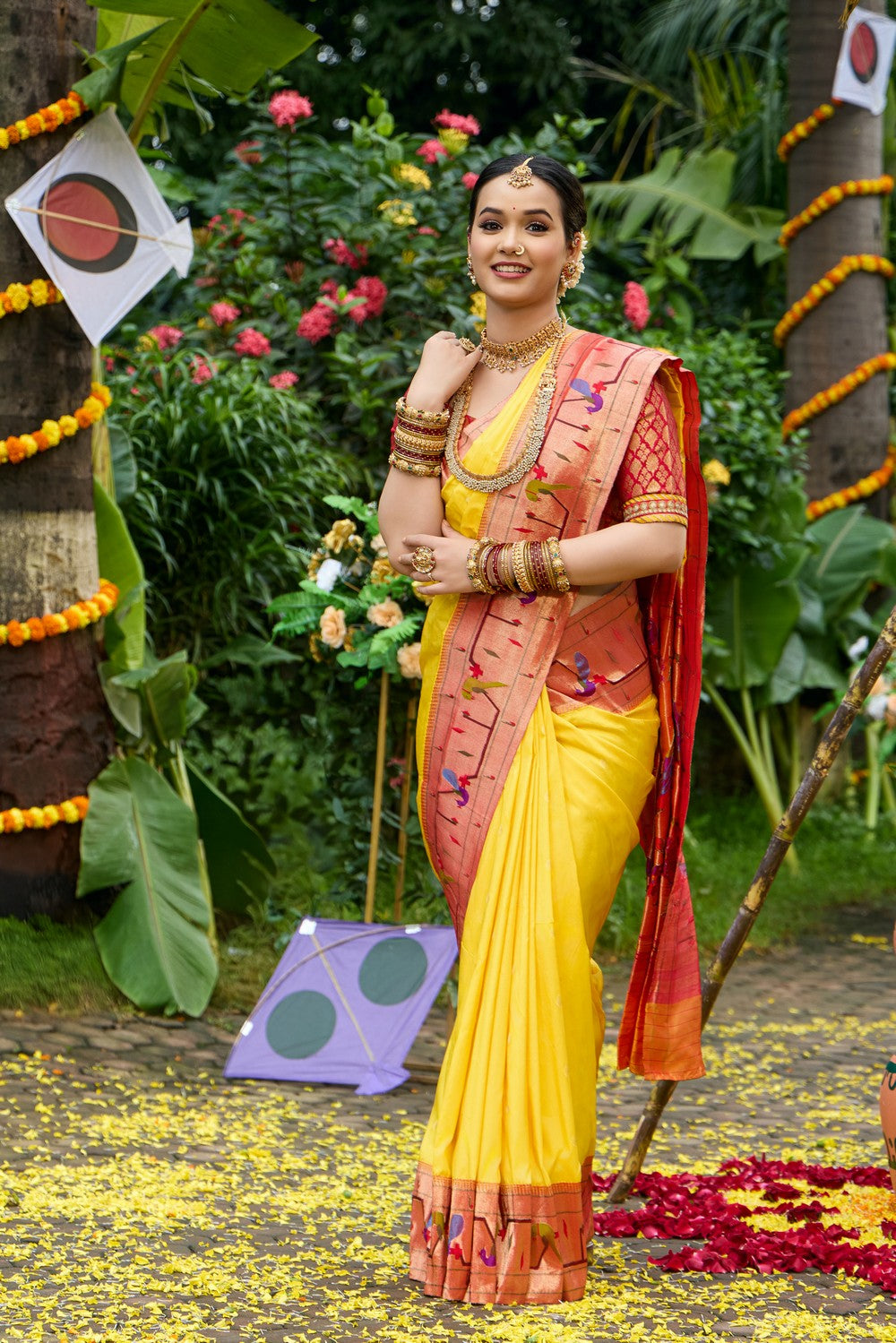 Paithani Silk Yellow Saree