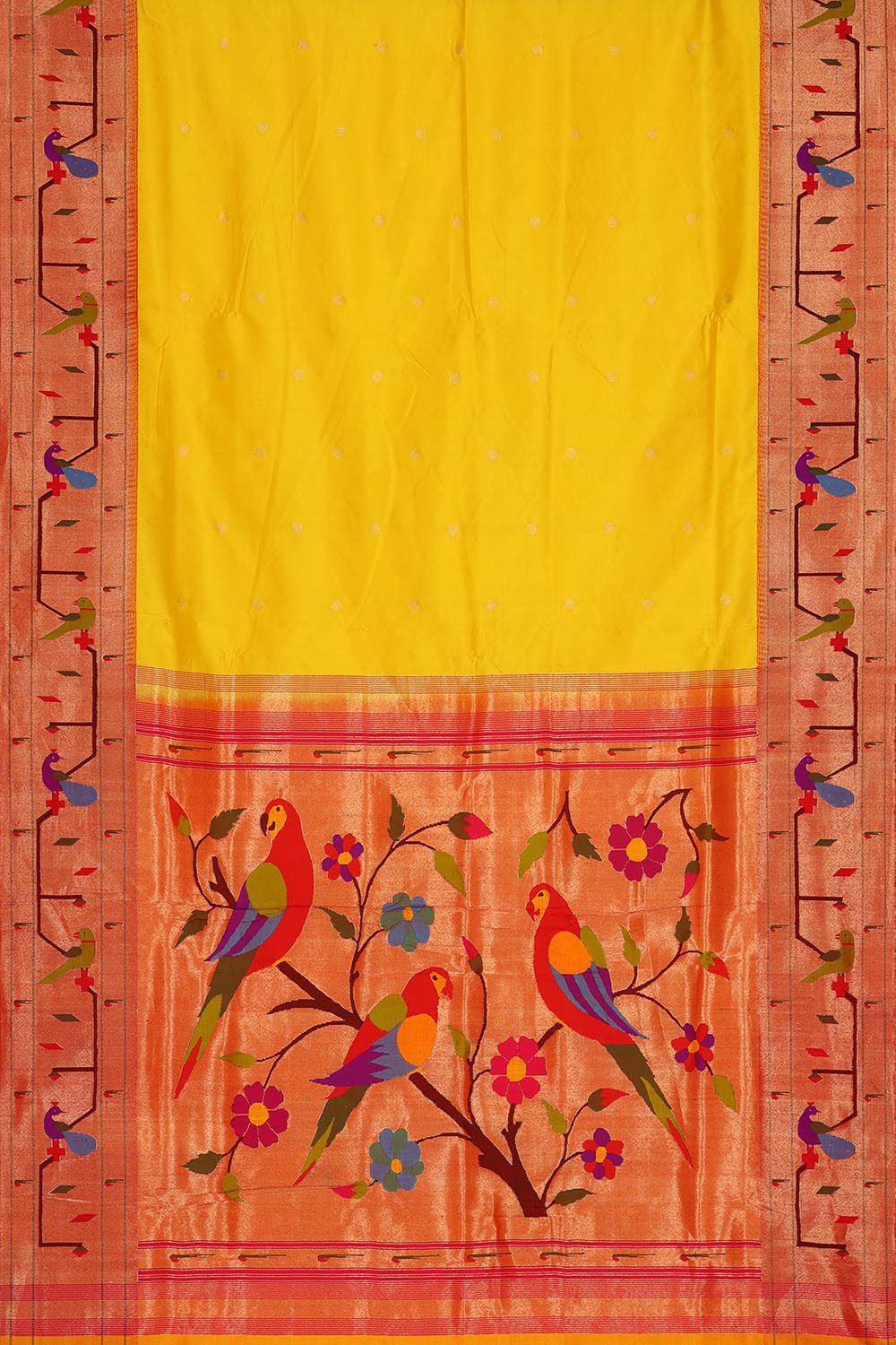 Collection of Paithani Silk Yellow Saree in a gallery layout