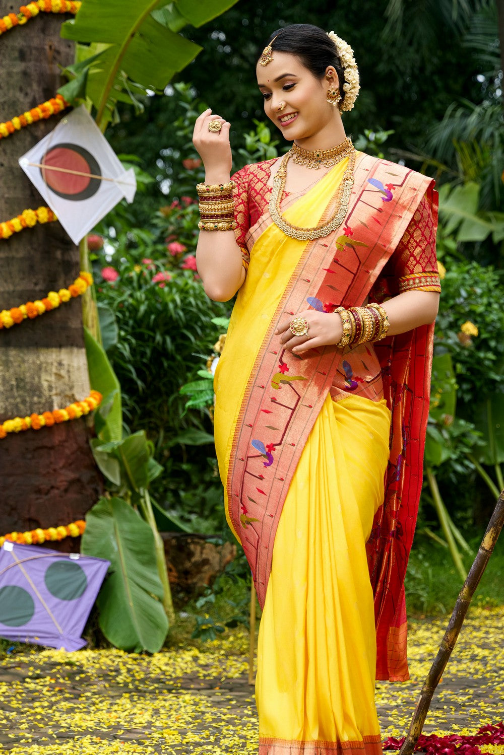 Paithani Silk Yellow Saree
