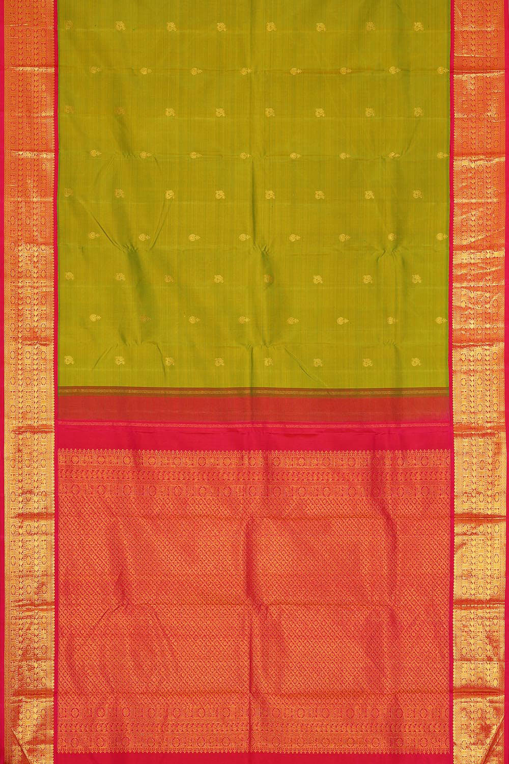 Collection of Arani Silk Parrot Green Saree in a gallery layout