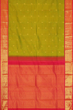 Collection of Arani Silk Parrot Green Saree in a gallery layout