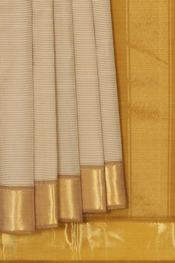 Collection of Arani Silk Cream Saree in a gallery layout