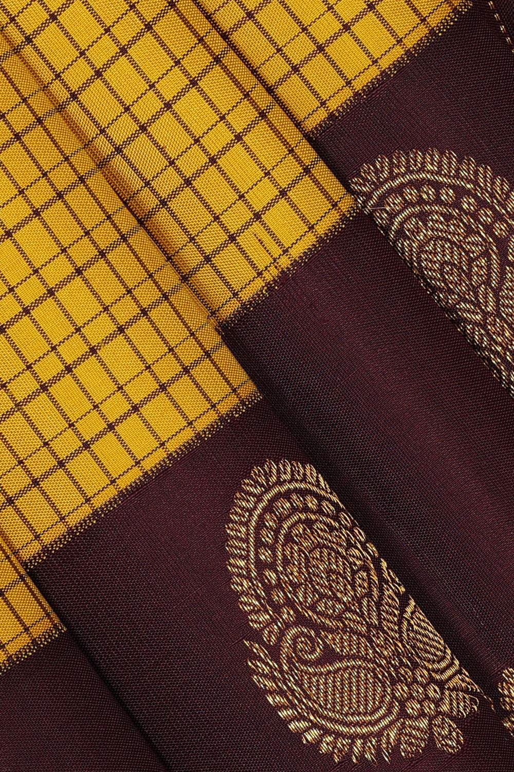 Collection of Arani Silk Yellow Saree in a gallery layout