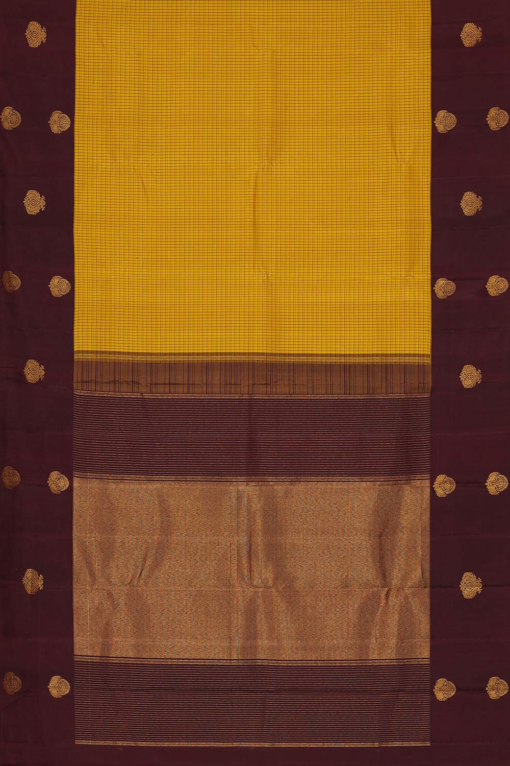 Collection of Arani Silk Yellow Saree in a gallery layout