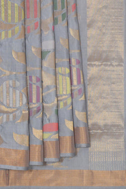 Image of Uppada Silk Bluish Grey Saree