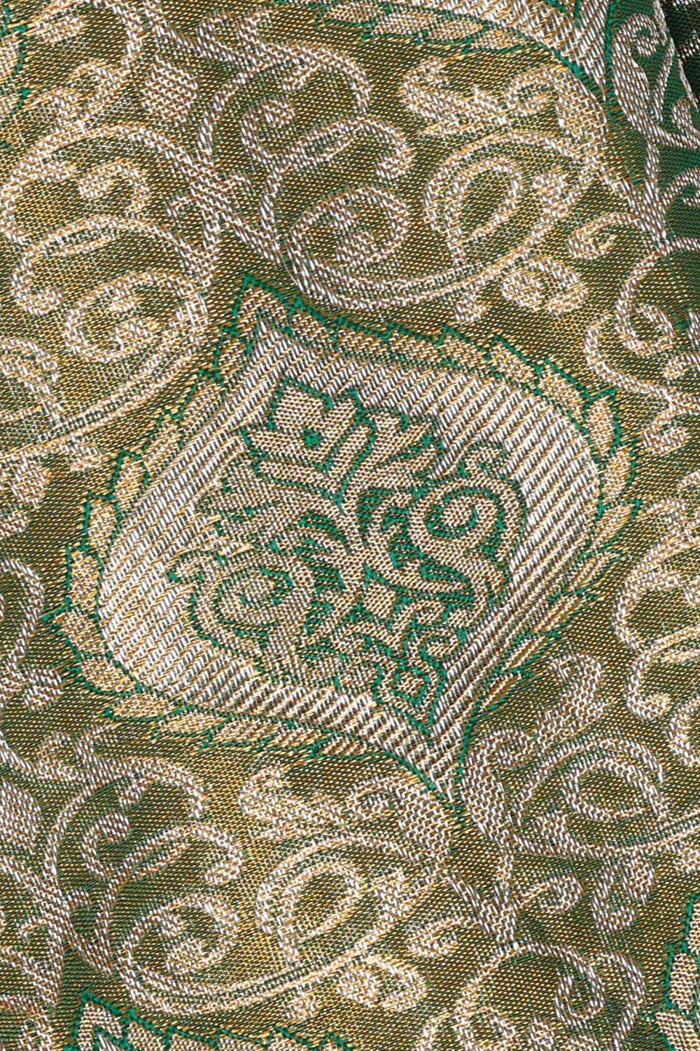 Kanchipattu Green Tissue Pavada Unstitched Set