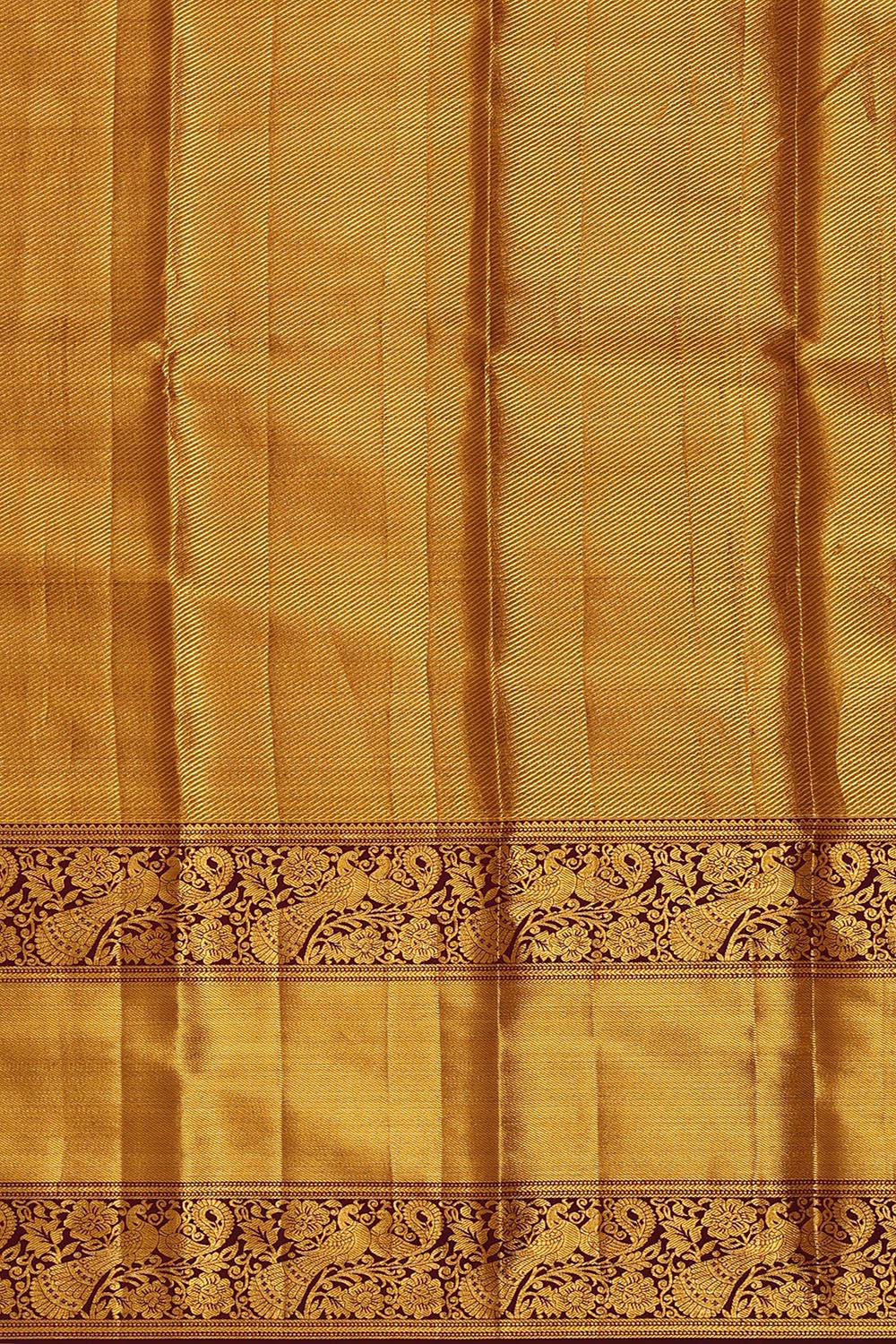 Kanchipattu Peach Tissue Pavada Unstitched Set