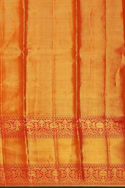 Image of Kanchipattu Golden Yellow Tissue Pavada Unstitched Set