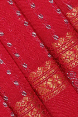 Image of Kuppadam Silk Cotton Reddish Pink Saree