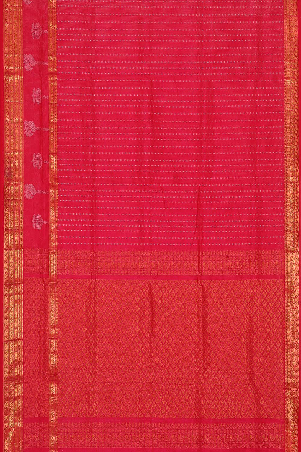 Kuppadam Silk Cotton Reddish Pink Saree