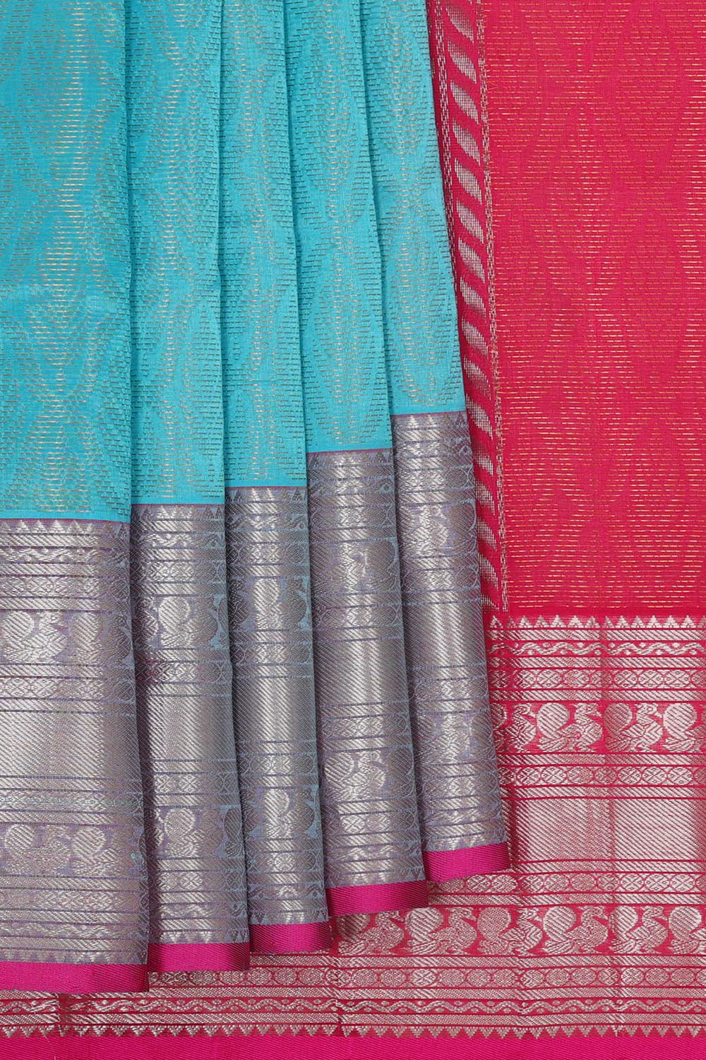 Kuppadam Silk Cotton Sky Blue Saree