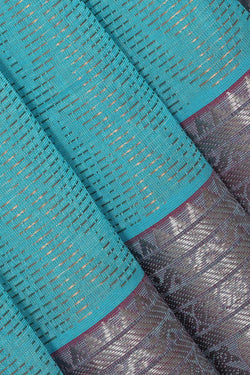 Image of Kuppadam Silk Cotton Sky Blue Saree