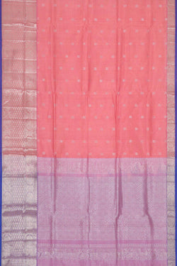 Image of Kuppadam Silk Cotton Peach Pink Saree