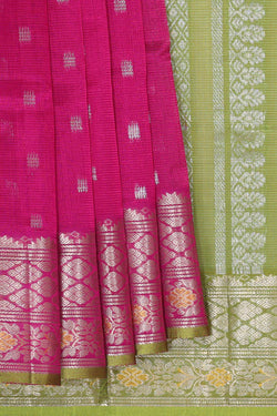 Image of Kuppadam Silk Cotton Magenta Saree