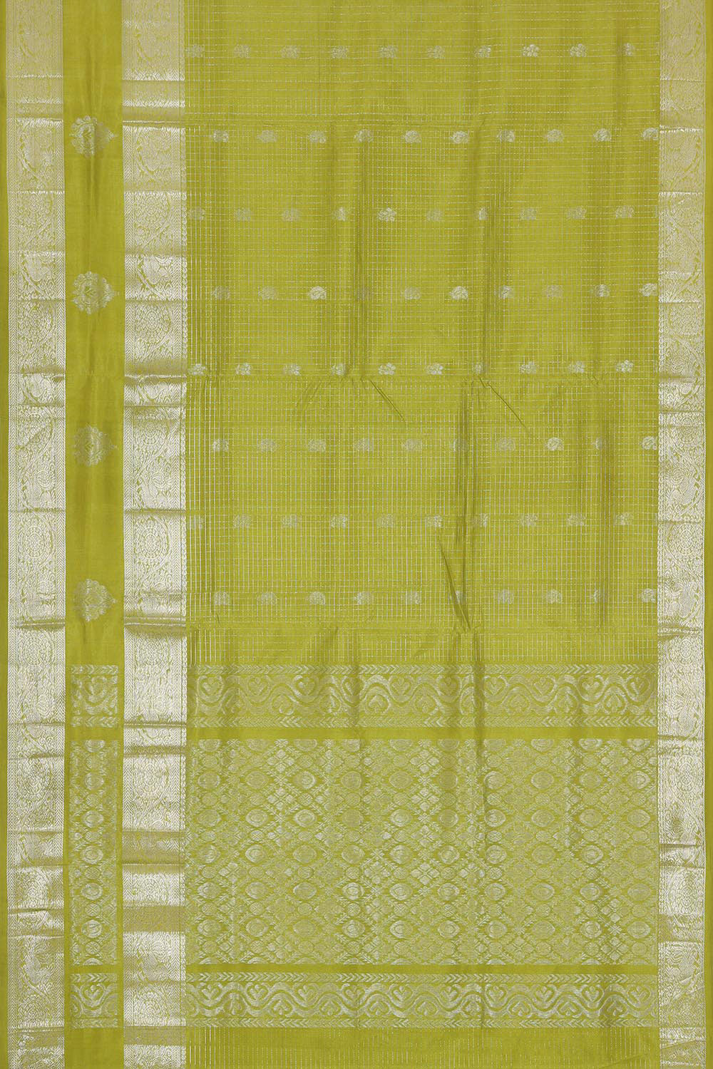 Kuppadam Silk Cotton Yellowish Green Saree