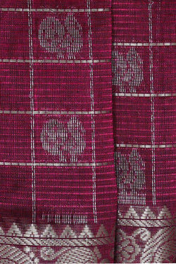 Image of Kuppadam Silk Cotton Deep wine Saree