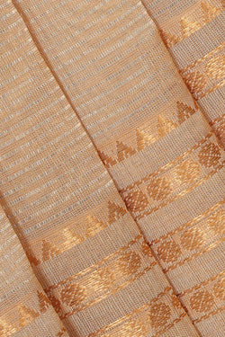 Image of Kuppadam Silk Cotton Creamy Gold Saree