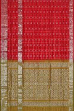 Image of Kuppadam Silk Cotton Red Saree