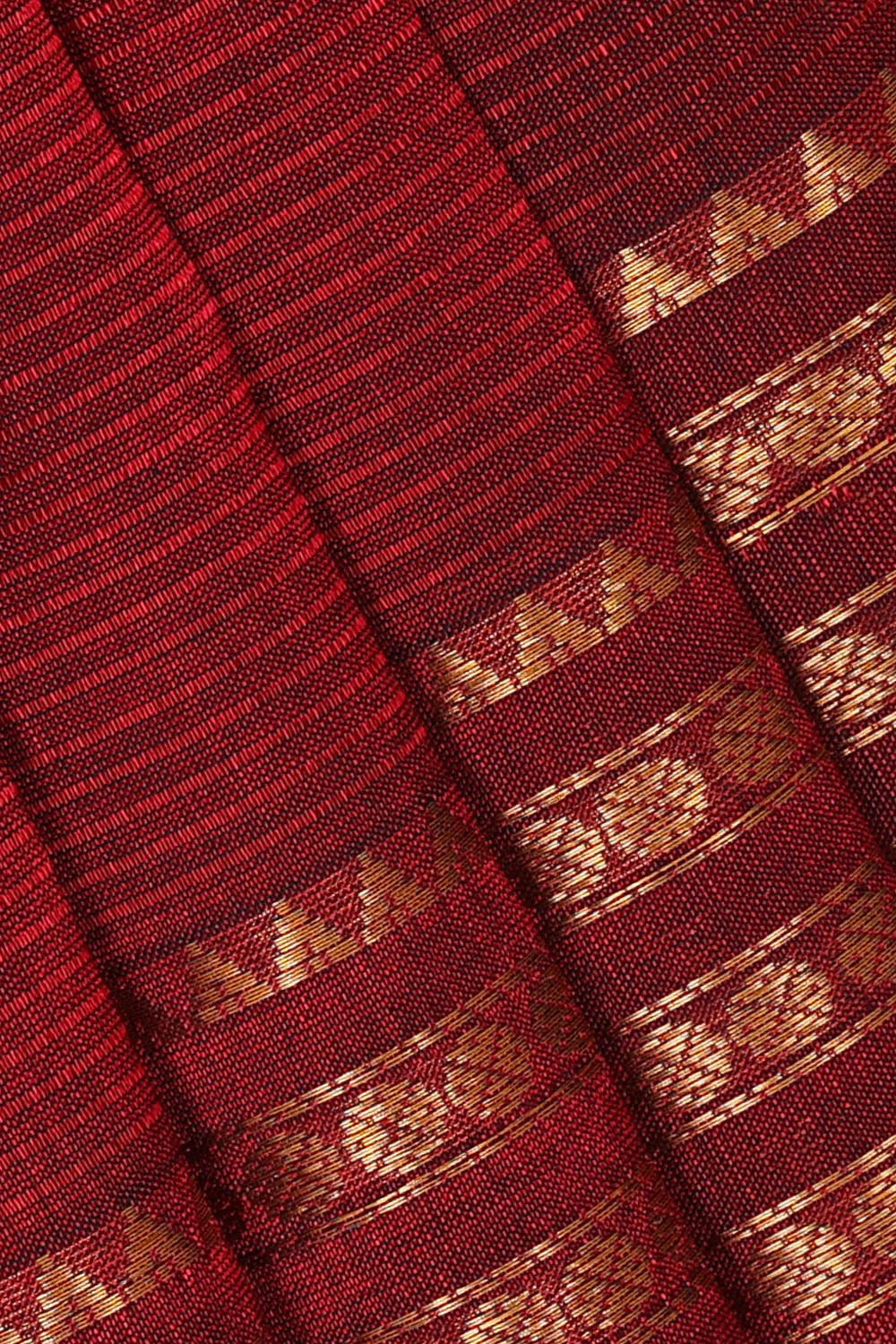 Kuppadam Silk Cotton Dark Red Saree