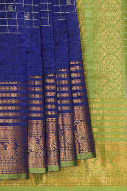 Image of Kuppadam Silk Cotton Royal Blue Saree