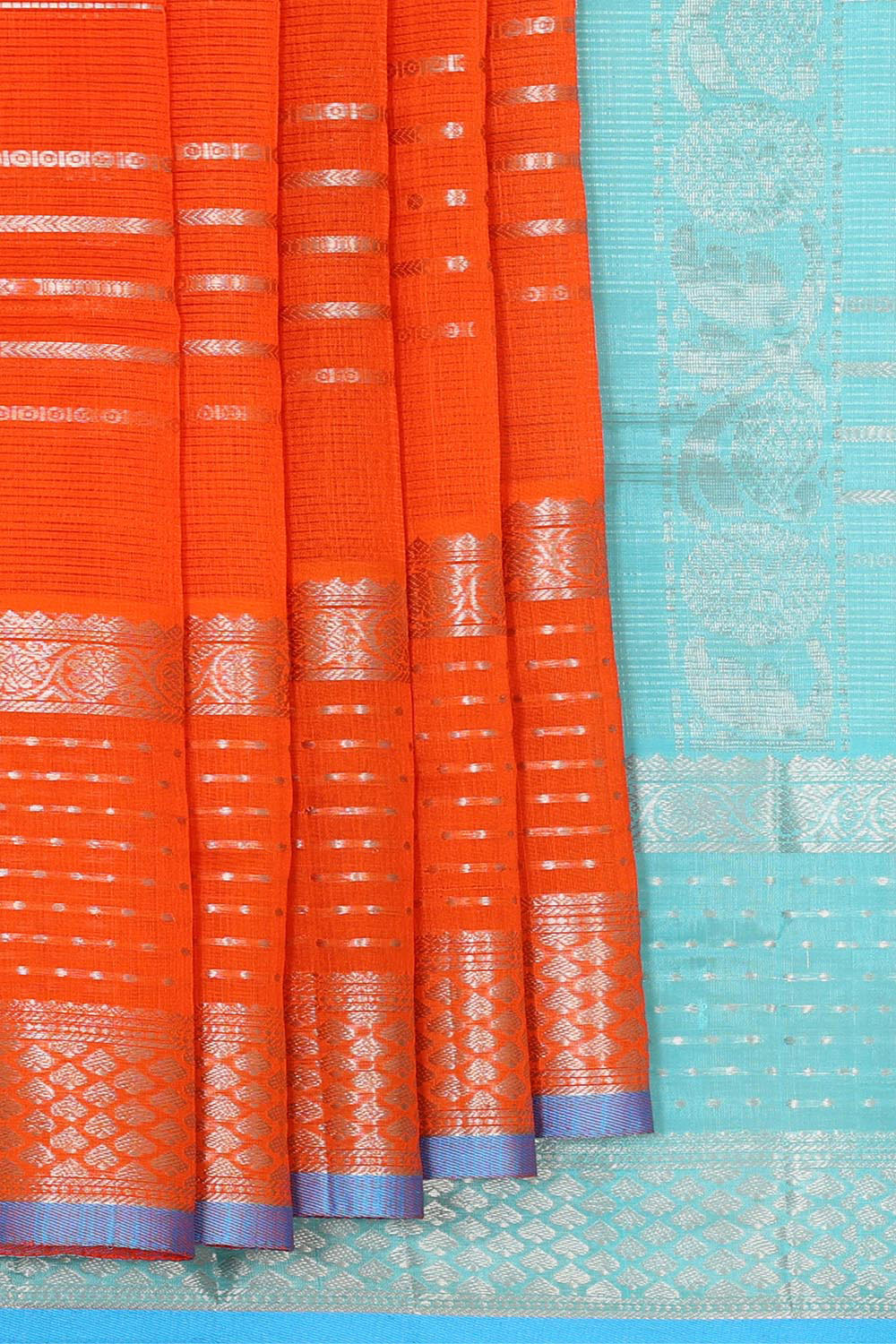 Kuppadam Silk Cotton Orange Saree