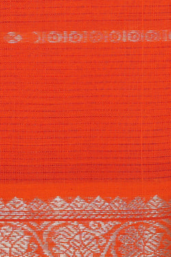 Image of Kuppadam Silk Cotton Orange Saree