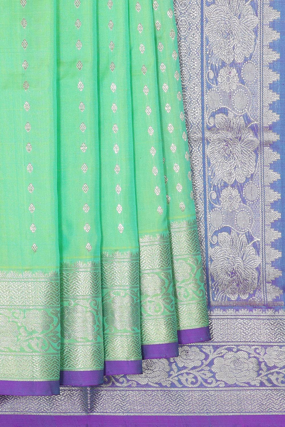 Collection of Venkatagiri Silk Bright Green Saree in a gallery layout