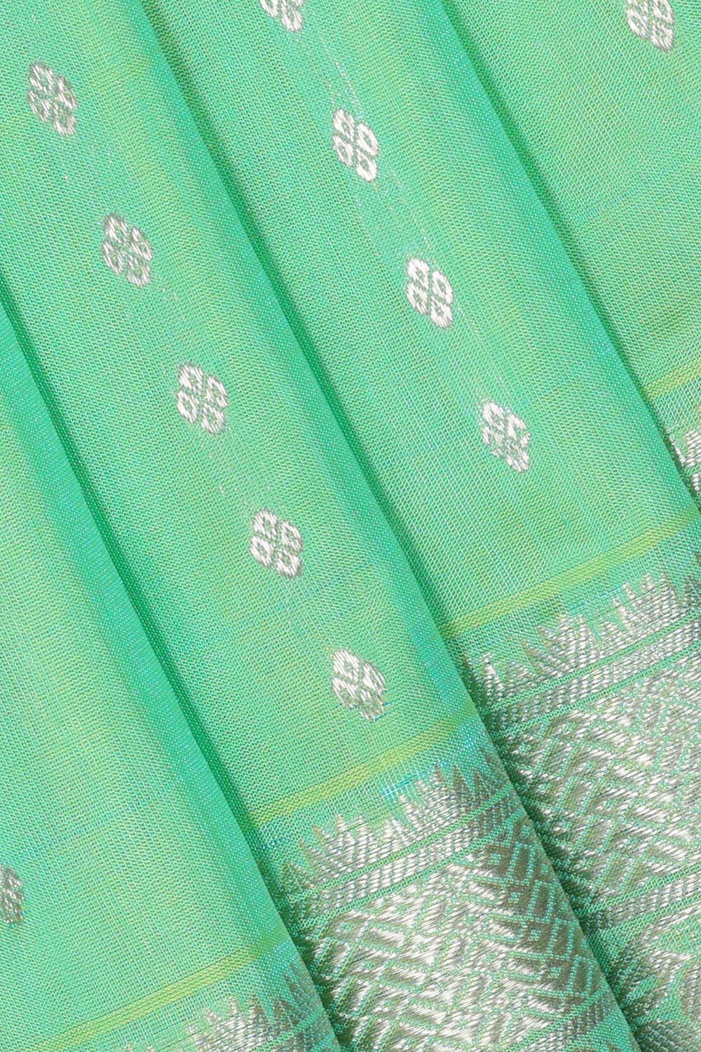 Collection of Venkatagiri Silk Bright Green Saree in a gallery layout