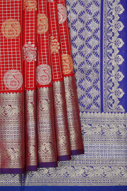 Image of Venkatagiri Silk Red Saree