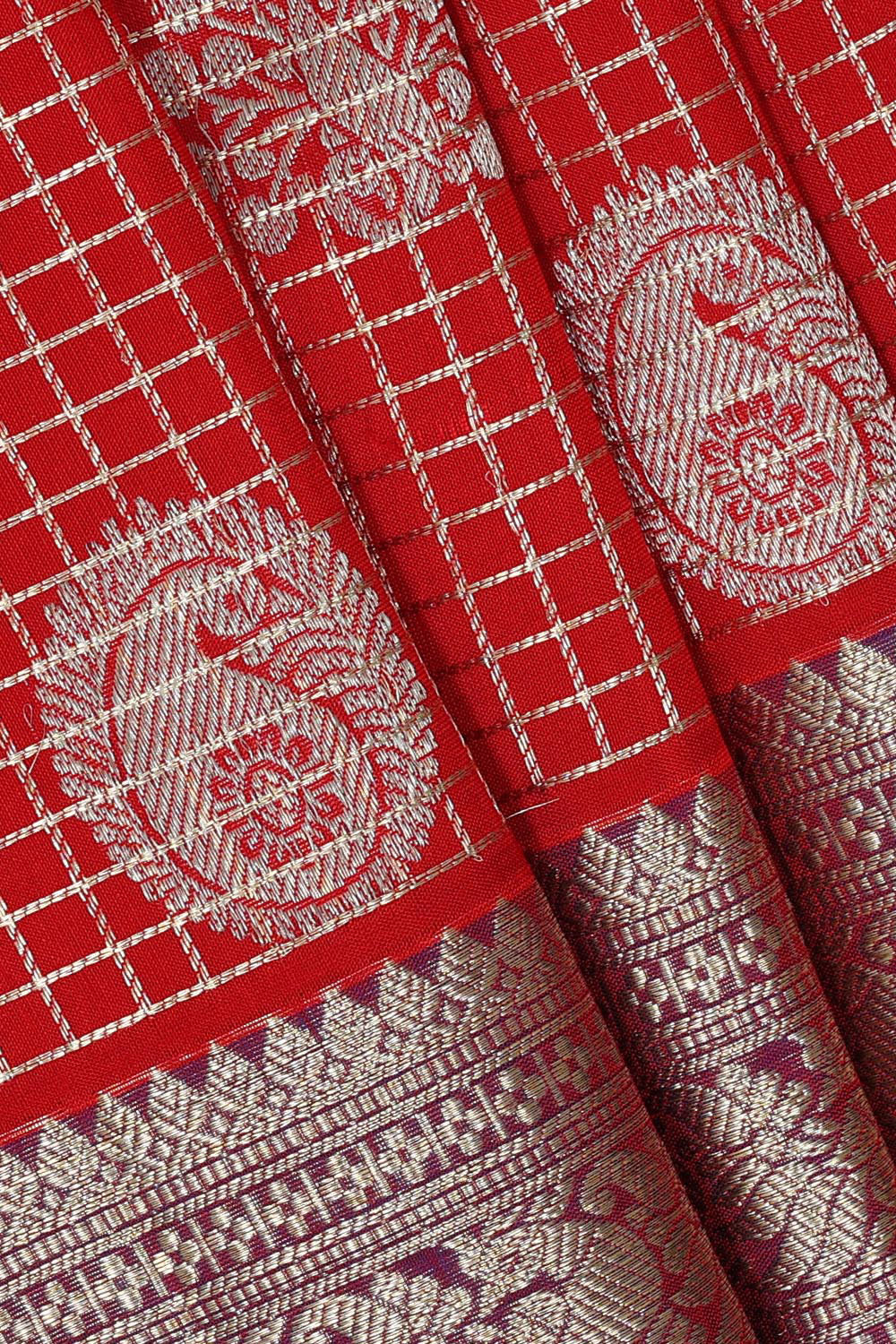 Venkatagiri Silk Red Saree