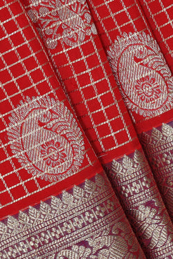 Image of Venkatagiri Silk Red Saree